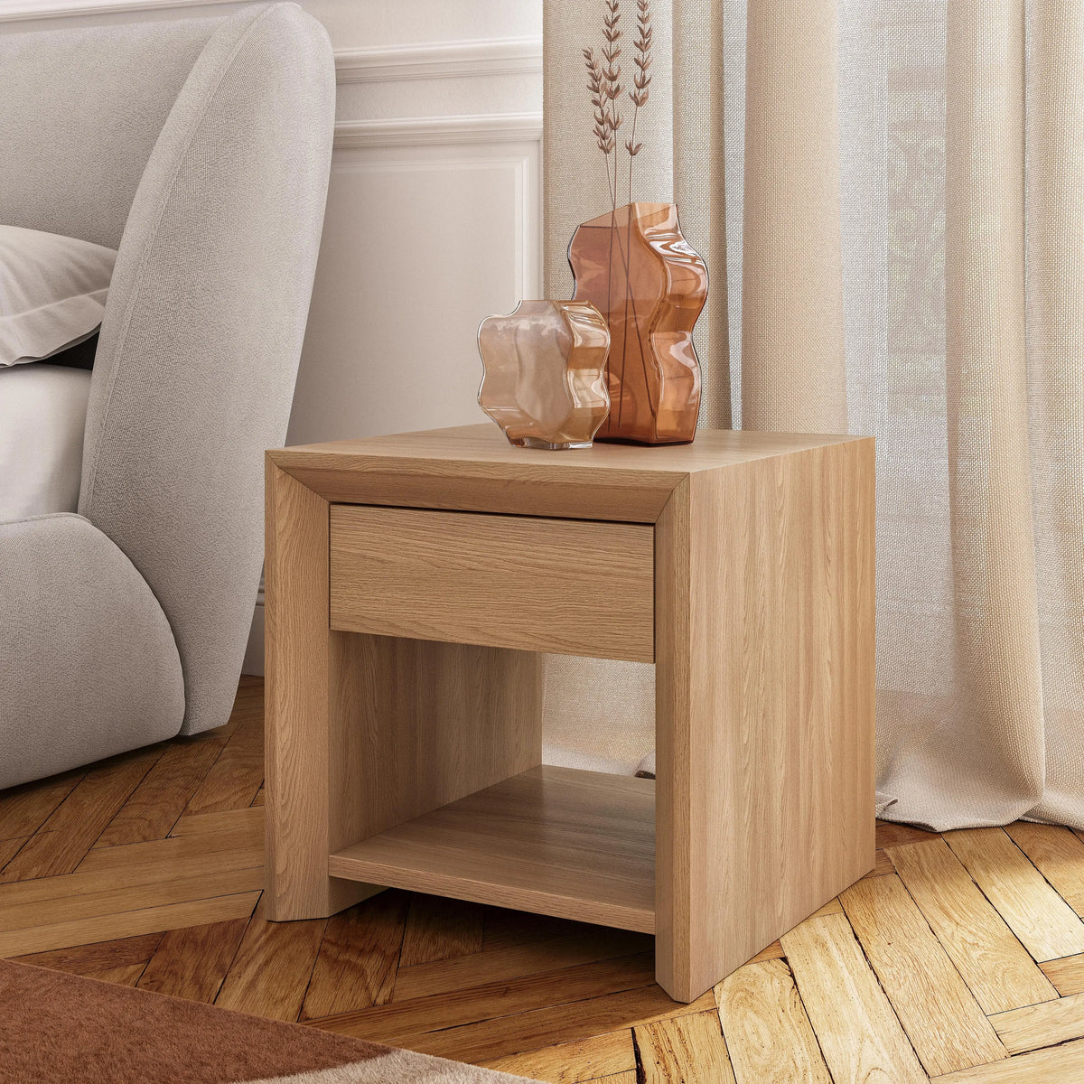 RAFAEL - Oak 1 Drawer Bedside Table