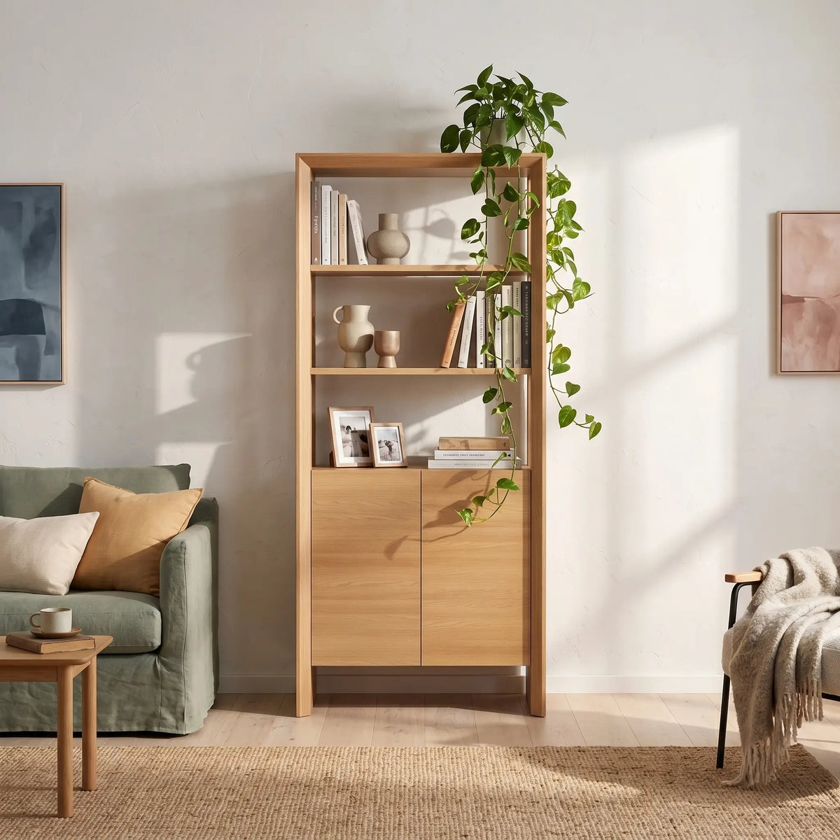 RAFAEL - Oak 2 Door Bookcase