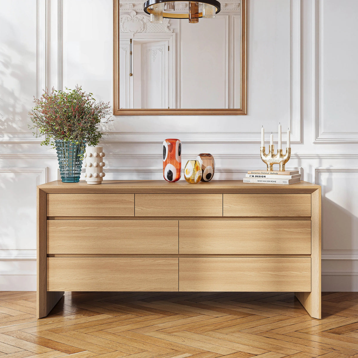 RAFAEL - Oak 7 Drawer Dresser