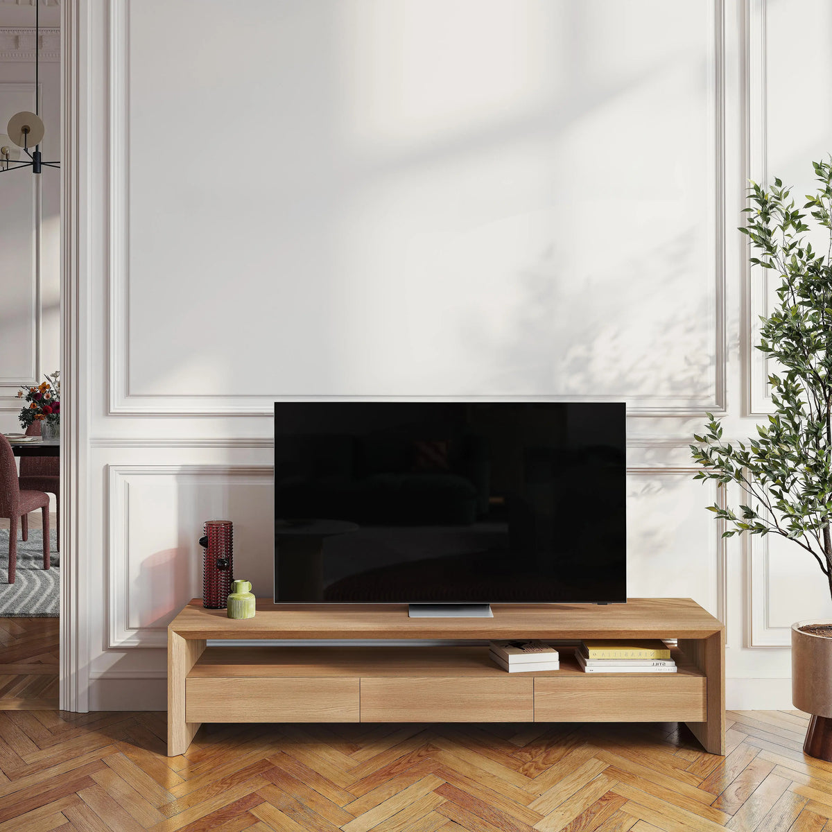 RAFAEL - Oak 3 Drawer Entertainment Unit