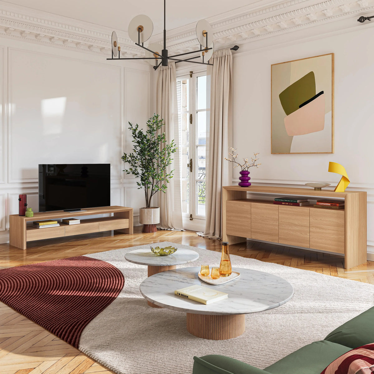 RAFAEL - Oak 3 Drawer Entertainment Unit