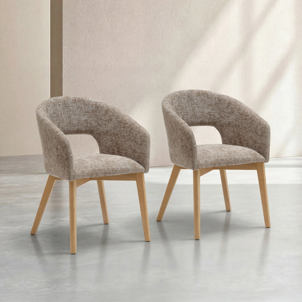 RUSTI - Chenille & Oak Set of 2 Dining Chairs