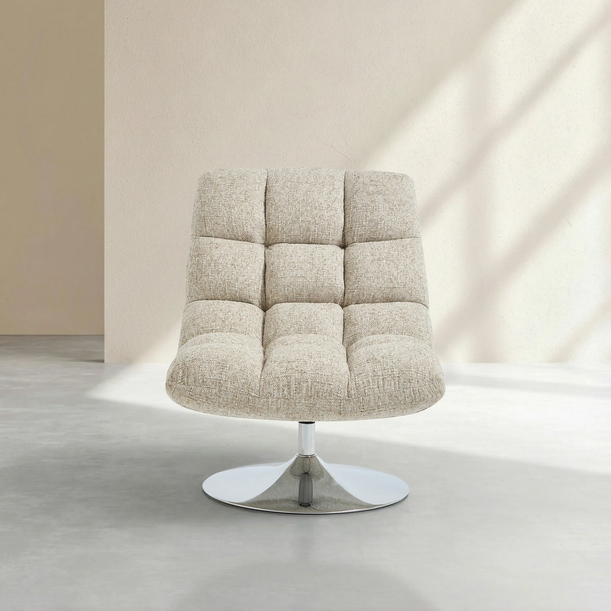 SOGLIO - Chenille & Chrome Swivel Armchair