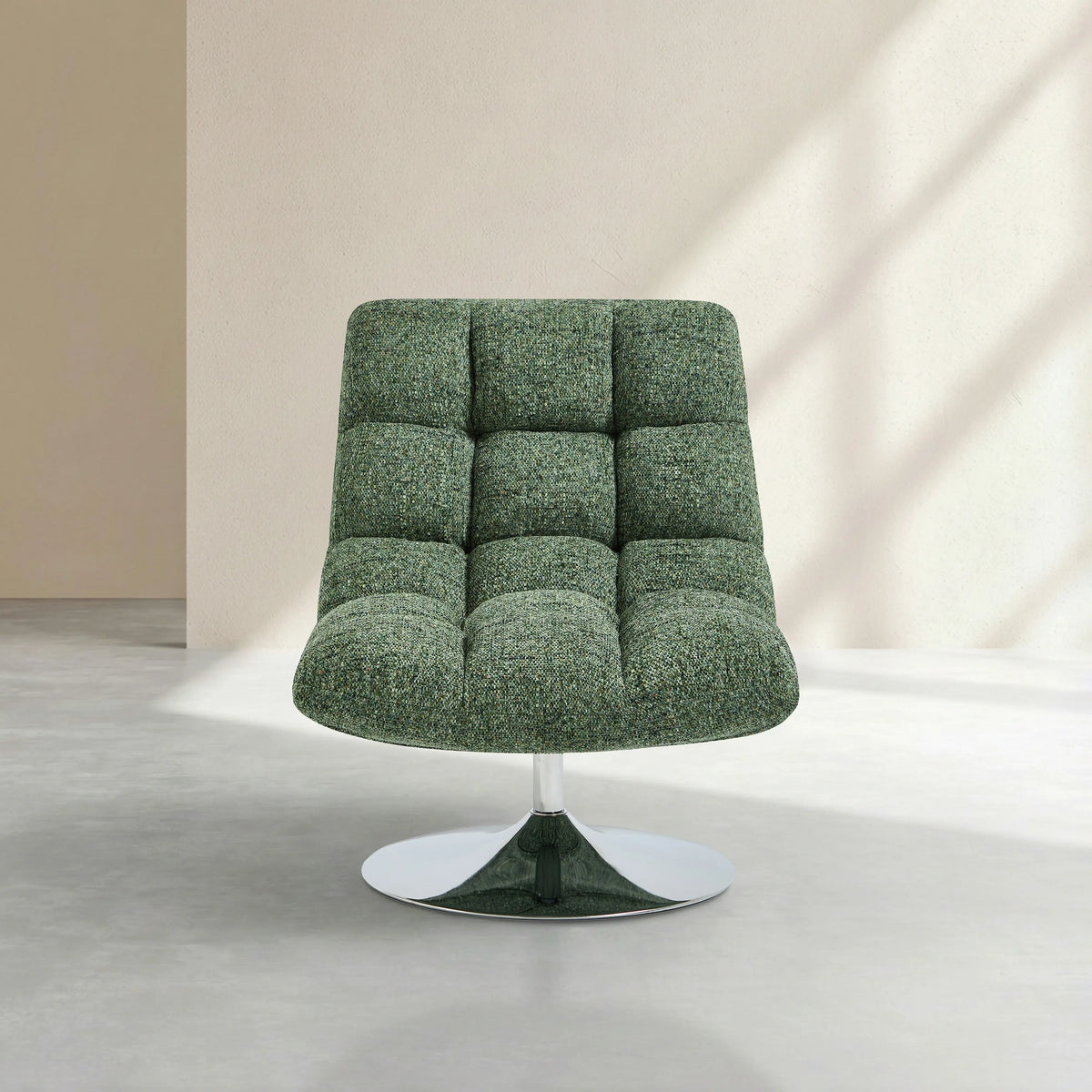 SOGLIO - Chenille & Chrome Swivel Armchair