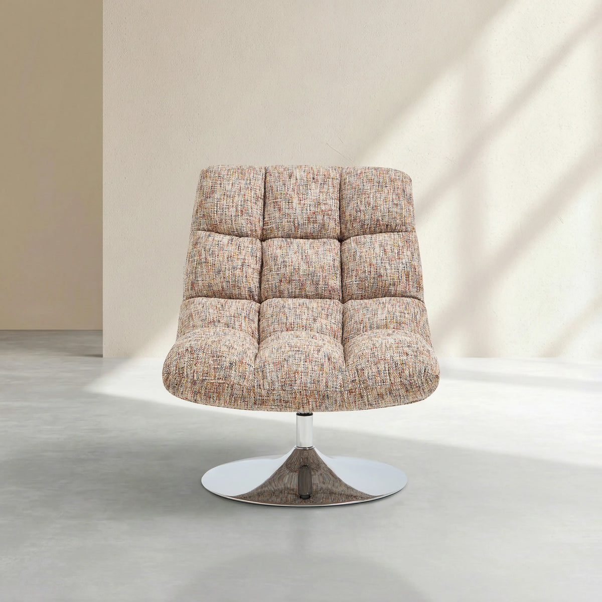 SOGLIO - Chenille & Chrome Swivel Armchair