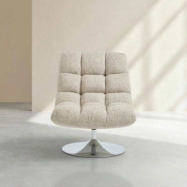 SOGLIO - Chenille & Chrome Swivel Armchair