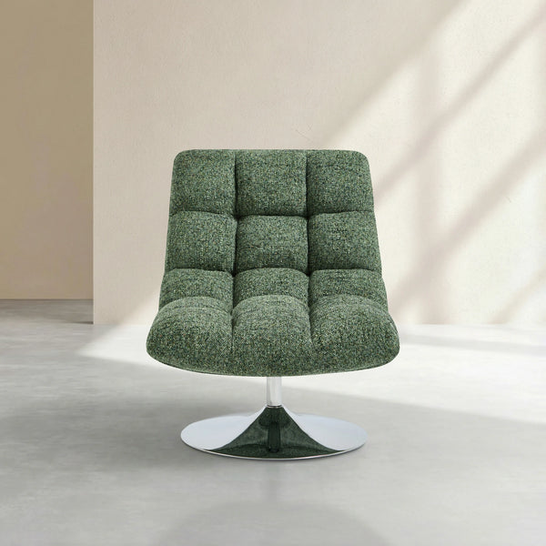 SOGLIO - Chenille & Chrome Swivel Armchair