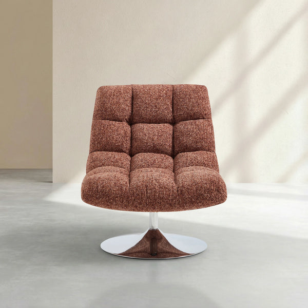 SOGLIO - Chenille & Chrome Swivel Armchair
