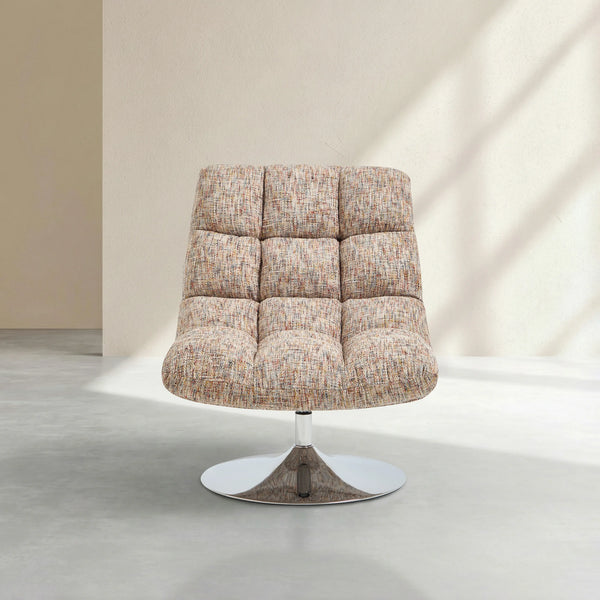 SOGLIO - Chenille & Chrome Swivel Armchair