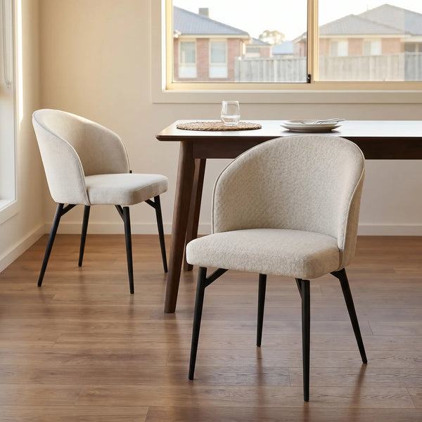 SPINNE - Fabric & Metal Set of 2 Dining Chairs