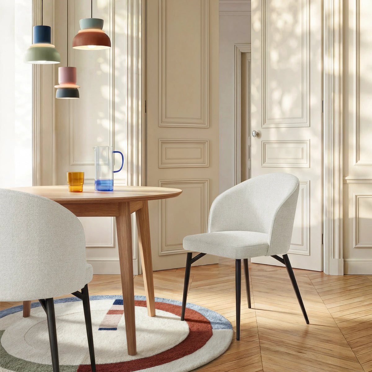 SPINNE - Fabric & Metal Set of 2 Dining Chairs