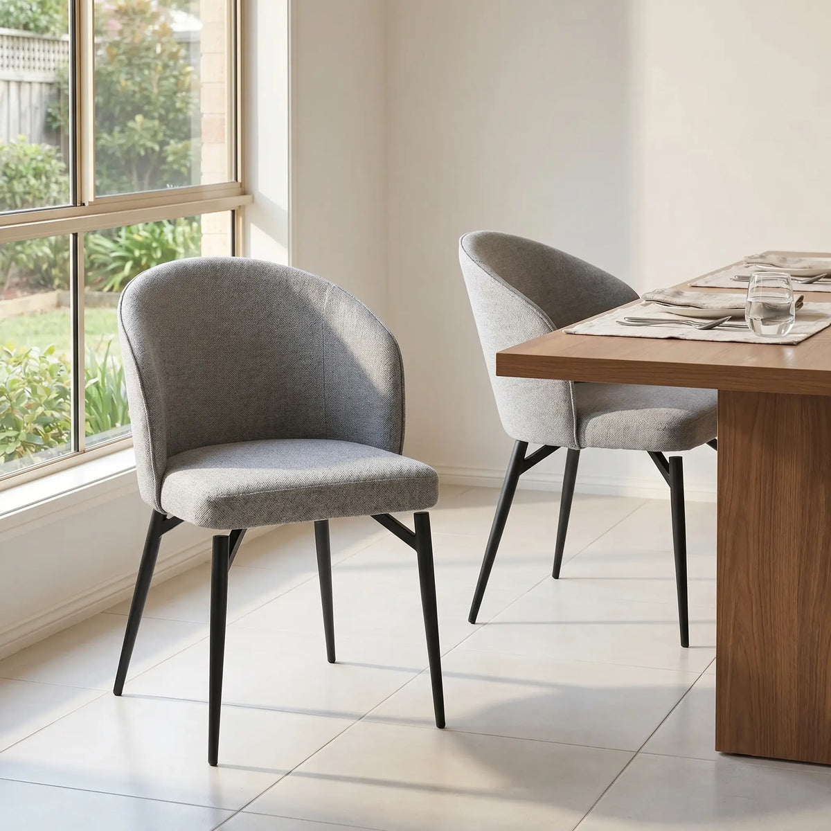 SPINNE - Fabric & Metal Set of 2 Dining Chairs
