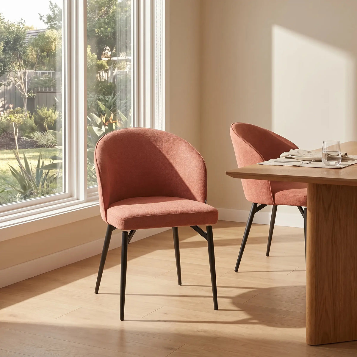 SPINNE - Fabric & Metal Set of 2 Dining Chairs
