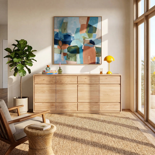 SYLVESTRE - Oak 6 Drawer Sideboard