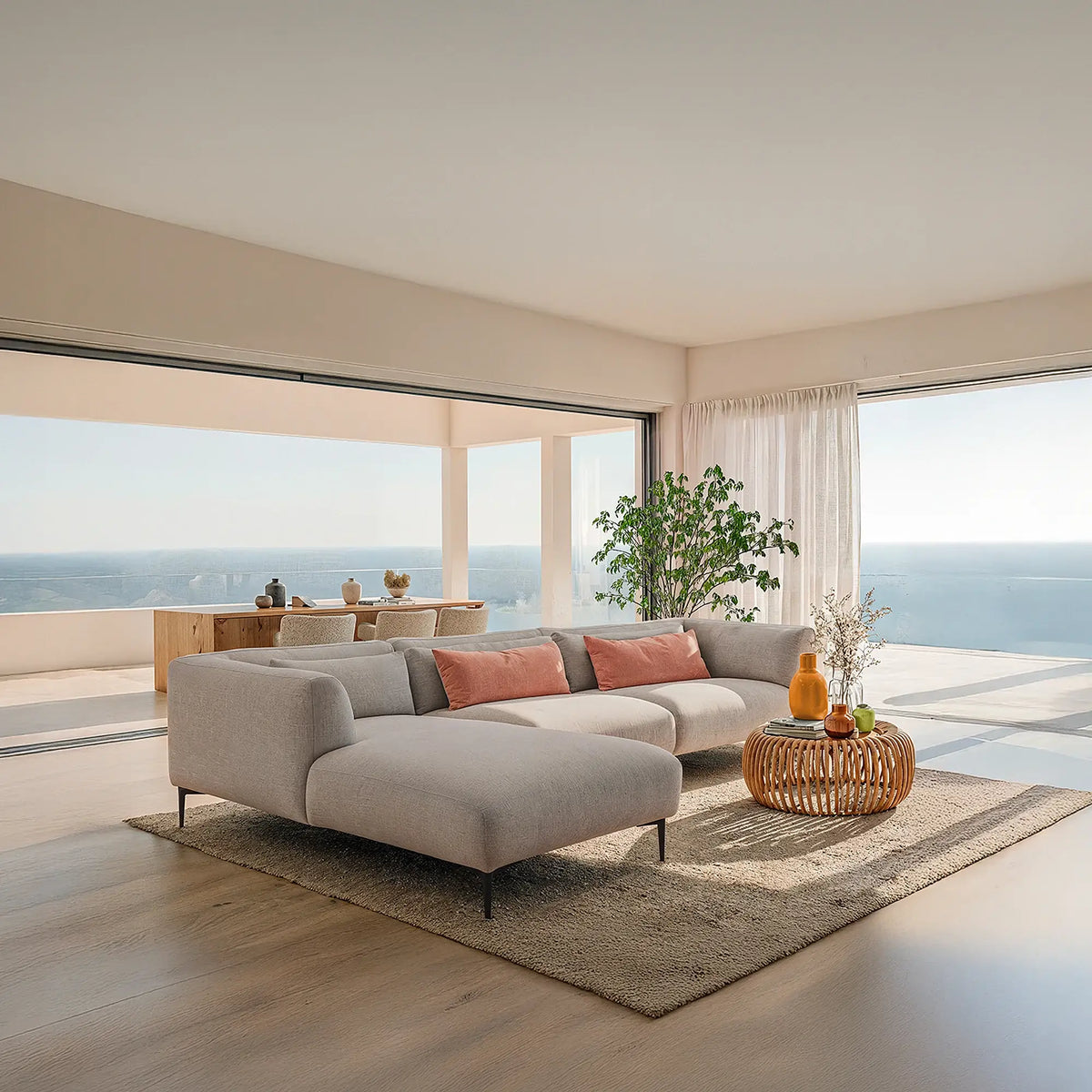 TESSIE - Linen Left-hand Chaise Sofa