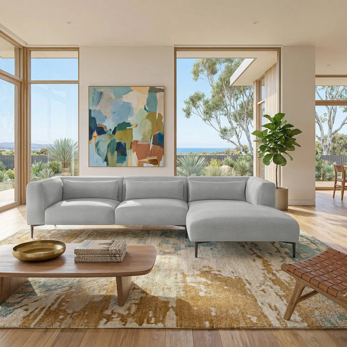 TESSIE - Linen Right-hand Chaise Sofa