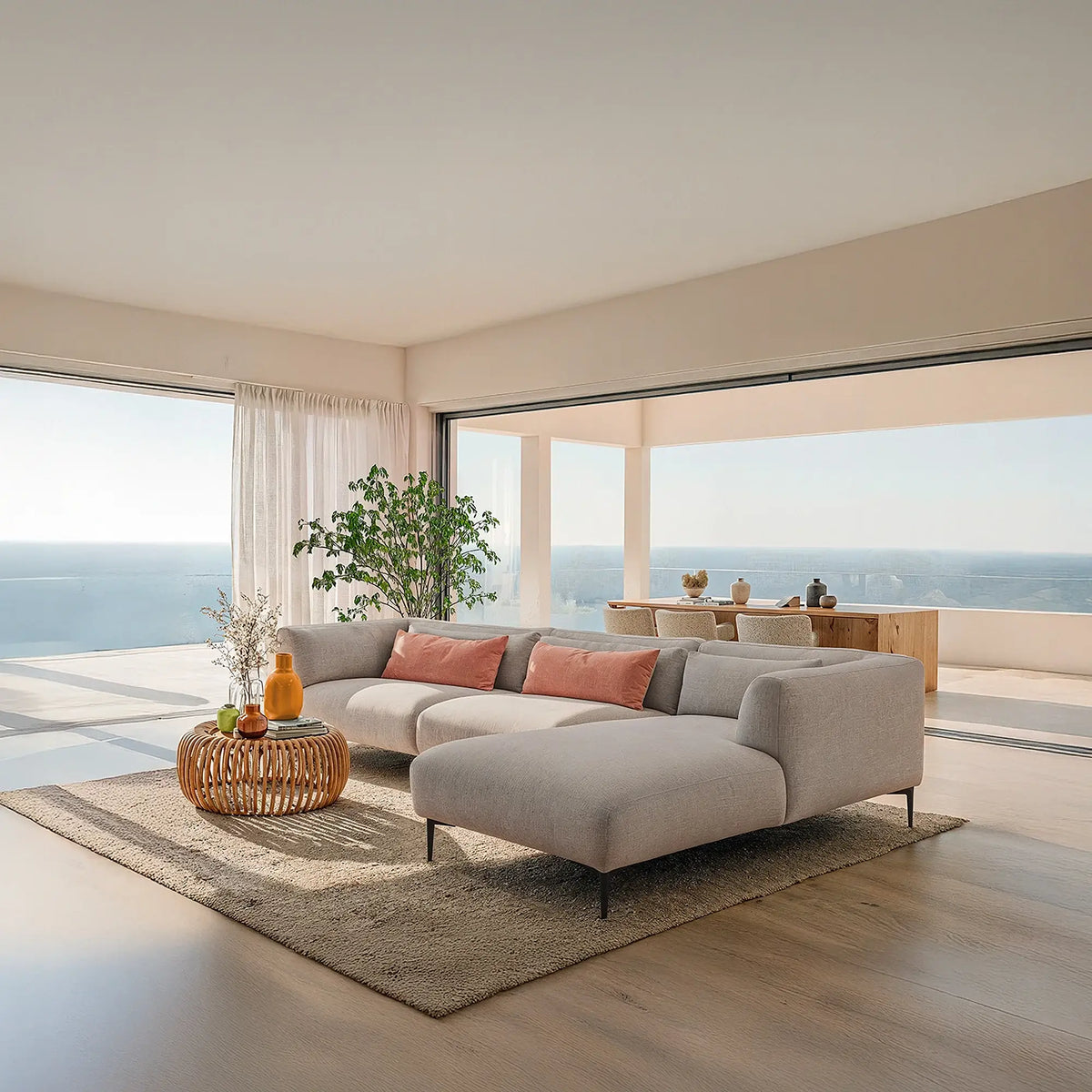 TESSIE - Linen Right-hand Chaise Sofa