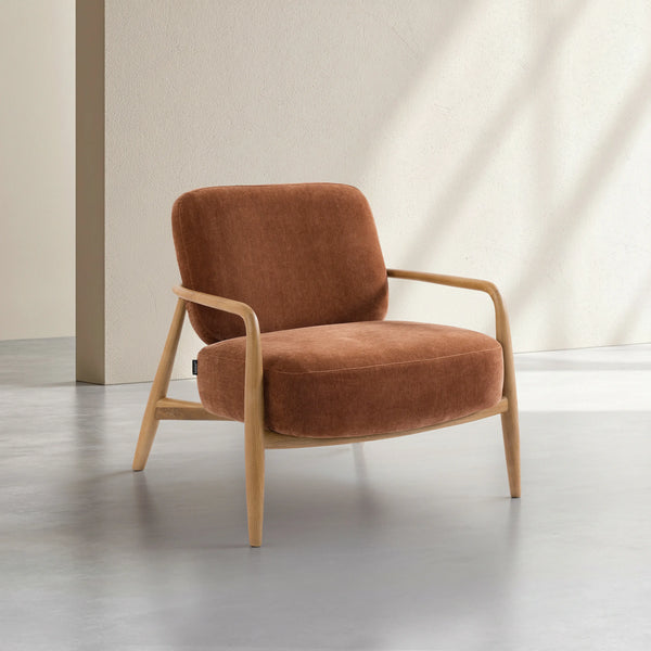 VELIKA - Fabric & Wood Armchair