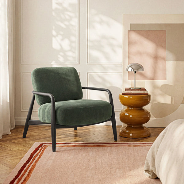 VELIKA - Fabric & Wood Armchair