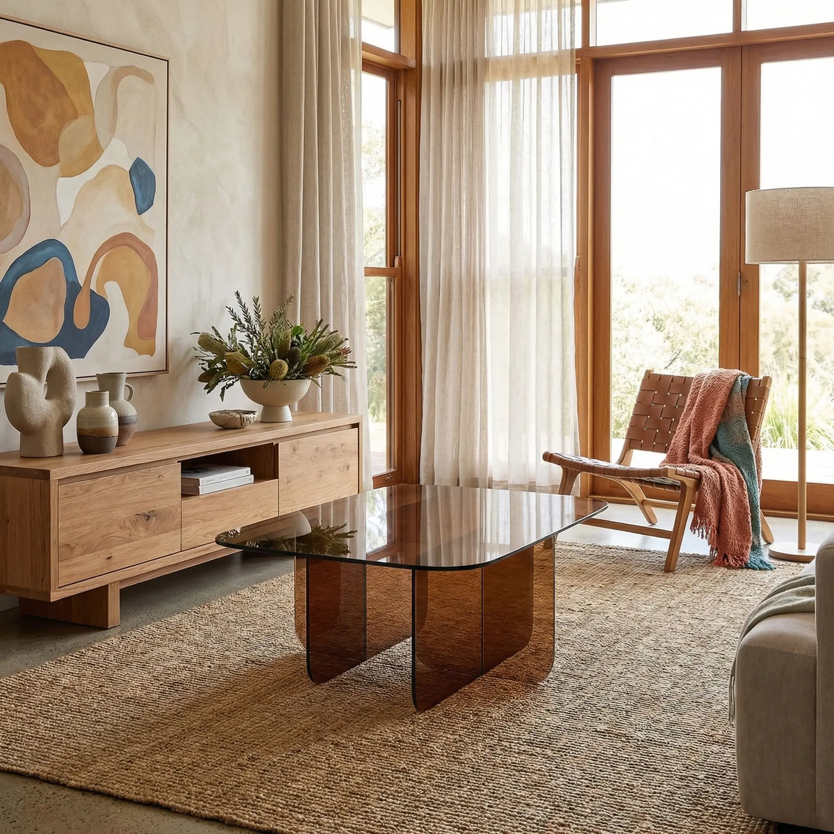 ZELIE - Glass Rectangular Coffee Table